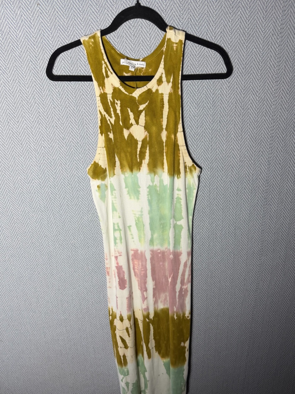 Young Fabulous & Broke Olive, Mint & Blush Tie-Dye Racerback Midi Dress